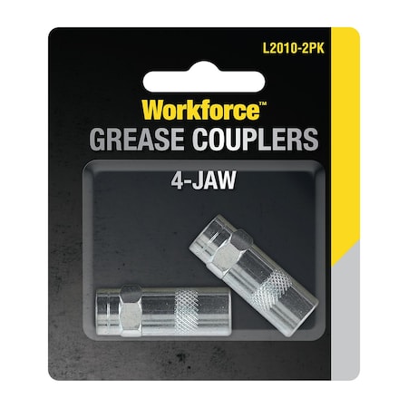 Workforce Grease Coupler, 4-Jaw, Check Ball, 2-Pack L2010-2PK